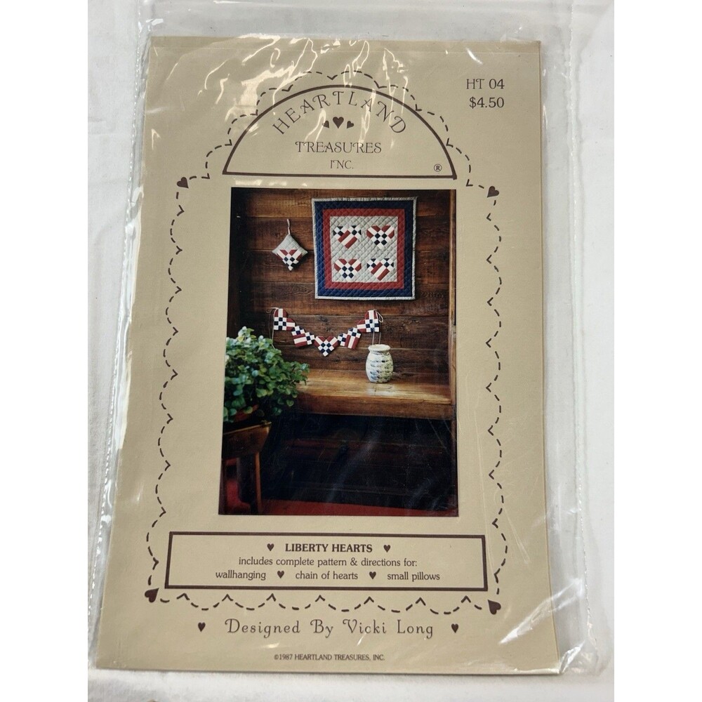 Liberty Hearts Quilt Wallhanging Pattern Heartland Treasures Inc Patriotic